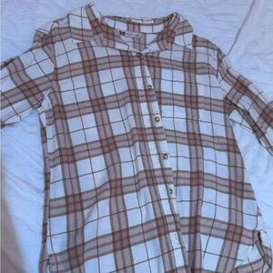 SO Brown and White Plaid Shirt